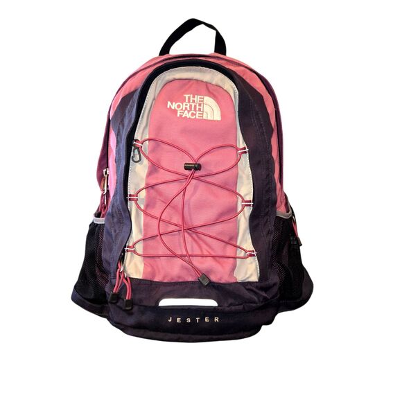 The North Face Jester Pink & Gray Canvas Large Multi-Pocket Backpack 18"X13"X6" - Picture 1 of 13